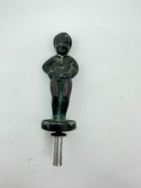 Vintage Souvenir Bronze Manneken Pis Standing Nude Boy Figure Brussels 3.5”